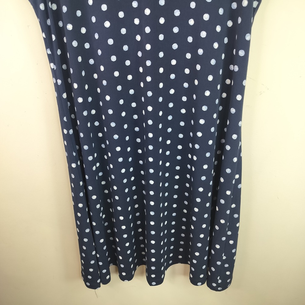 Chico's Shift Dress Womens 2 / Large Polka Dot Jersey Knit Sleeveless Navy Blue - Picture 3 of 8